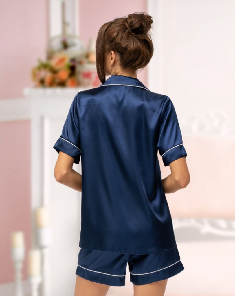 Satin PJ Shorts Navy